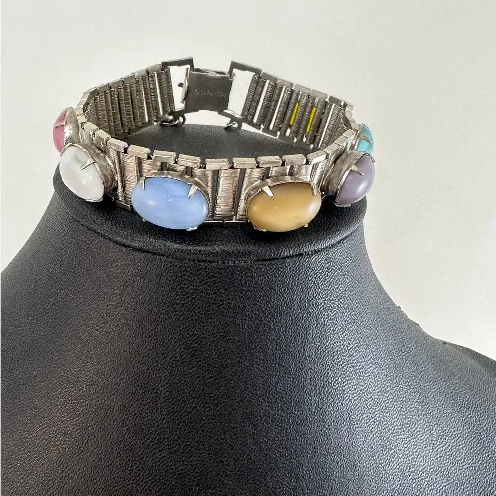 Vintage Sarah Coventry Bracelet with Multi Color Cabochons Preowned